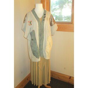 OS Mission Canyon 100% Crinkle Rayon Skirt & Top w/Asian Style Sleeveless Jacket